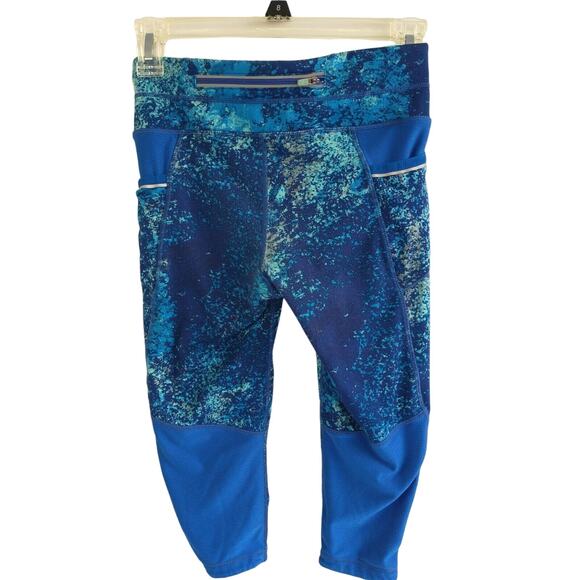 Athleta Blue Splatter Be Free Crop Leggings Capris Sz XXS - Picture 2 of 11